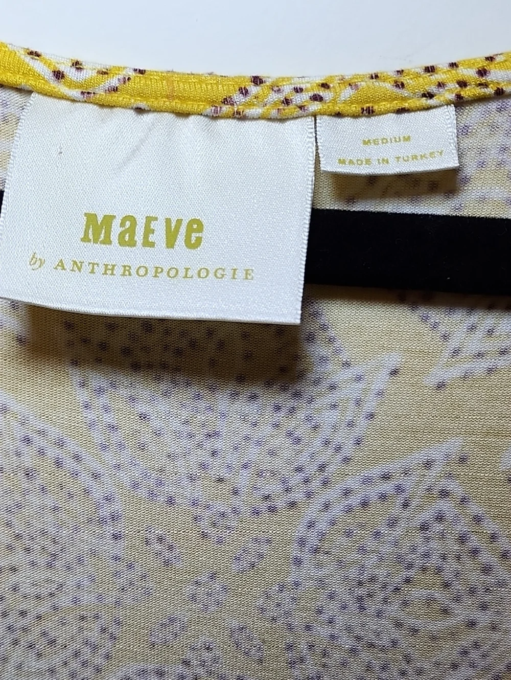 Maeve Anthropologie Fete A-Line Dress Yellow Floral Surplice Stretch Medium